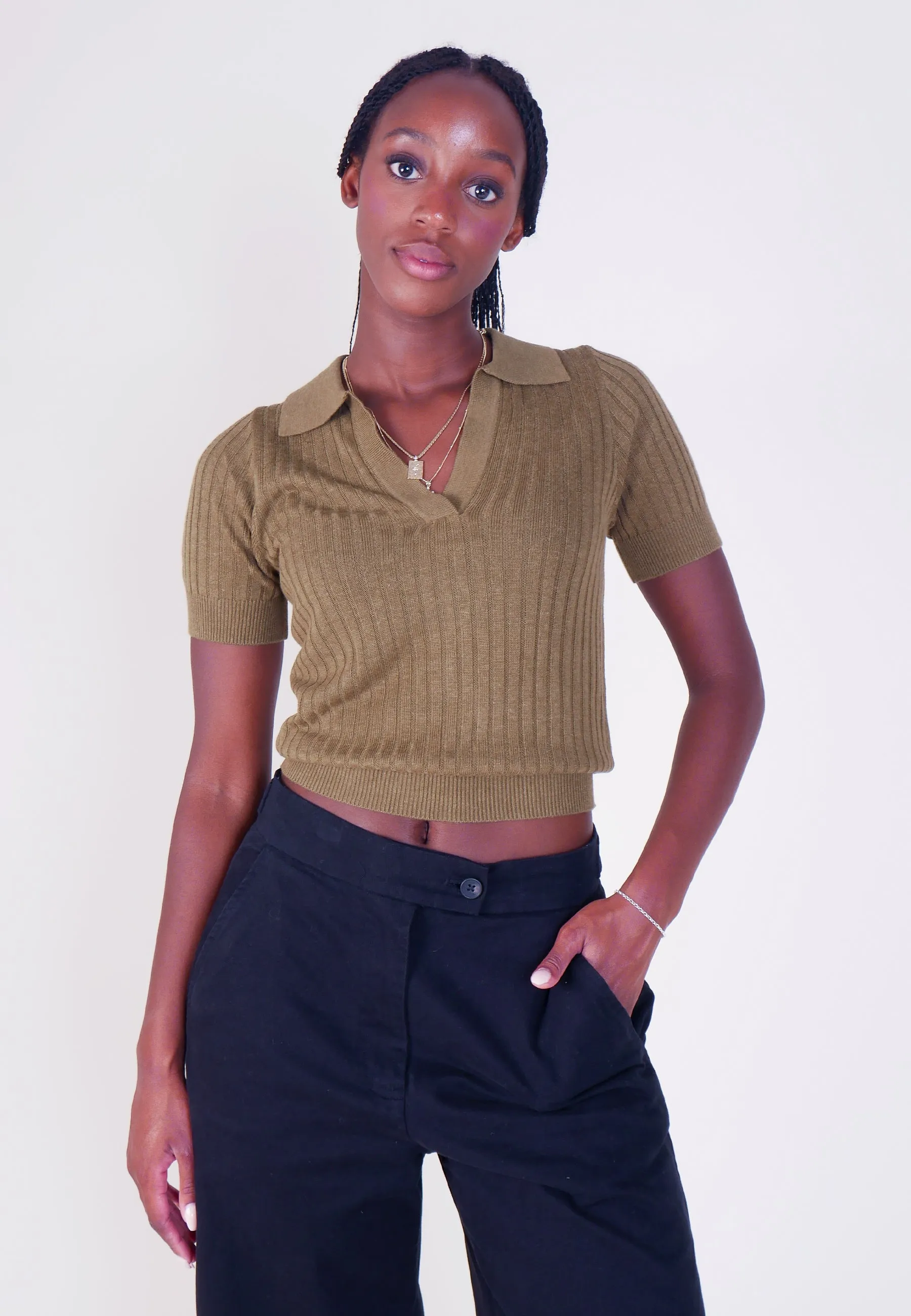 Amanda Knit Top - Army Green