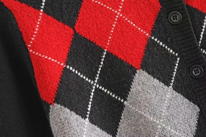ARGYLE CROPPED CARDIGAN