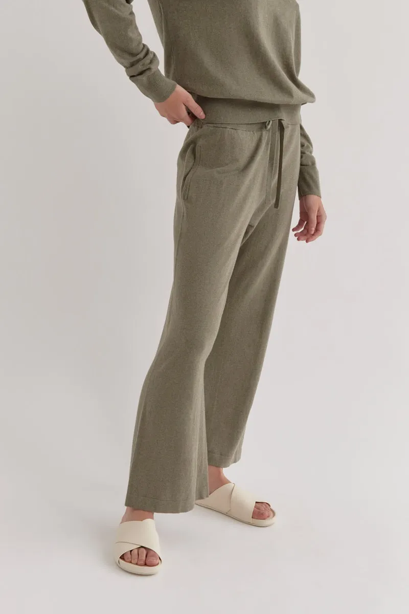 Assembly Label - Cotton Cashmere Wide Leg Pant - Green Fog