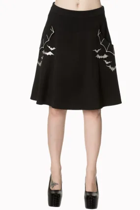 Batting Eyelids Skater Gothic Bats Black Skirt With Pockets