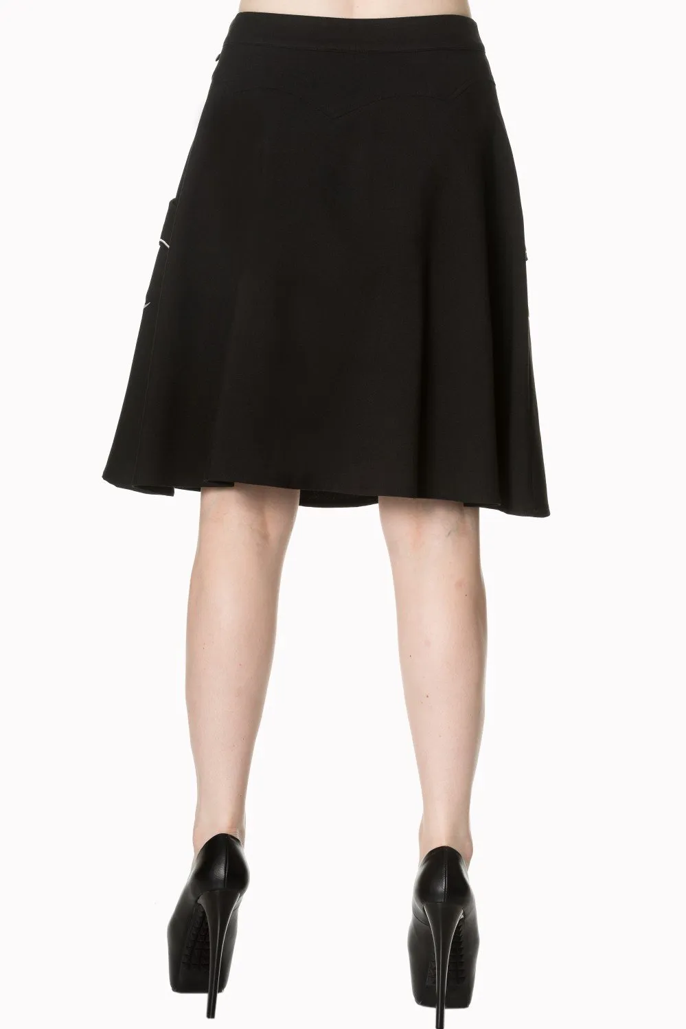 Batting Eyelids Skater Gothic Bats Black Skirt With Pockets