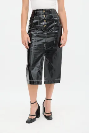 Black & White PVC Contrast Stitch Skirt