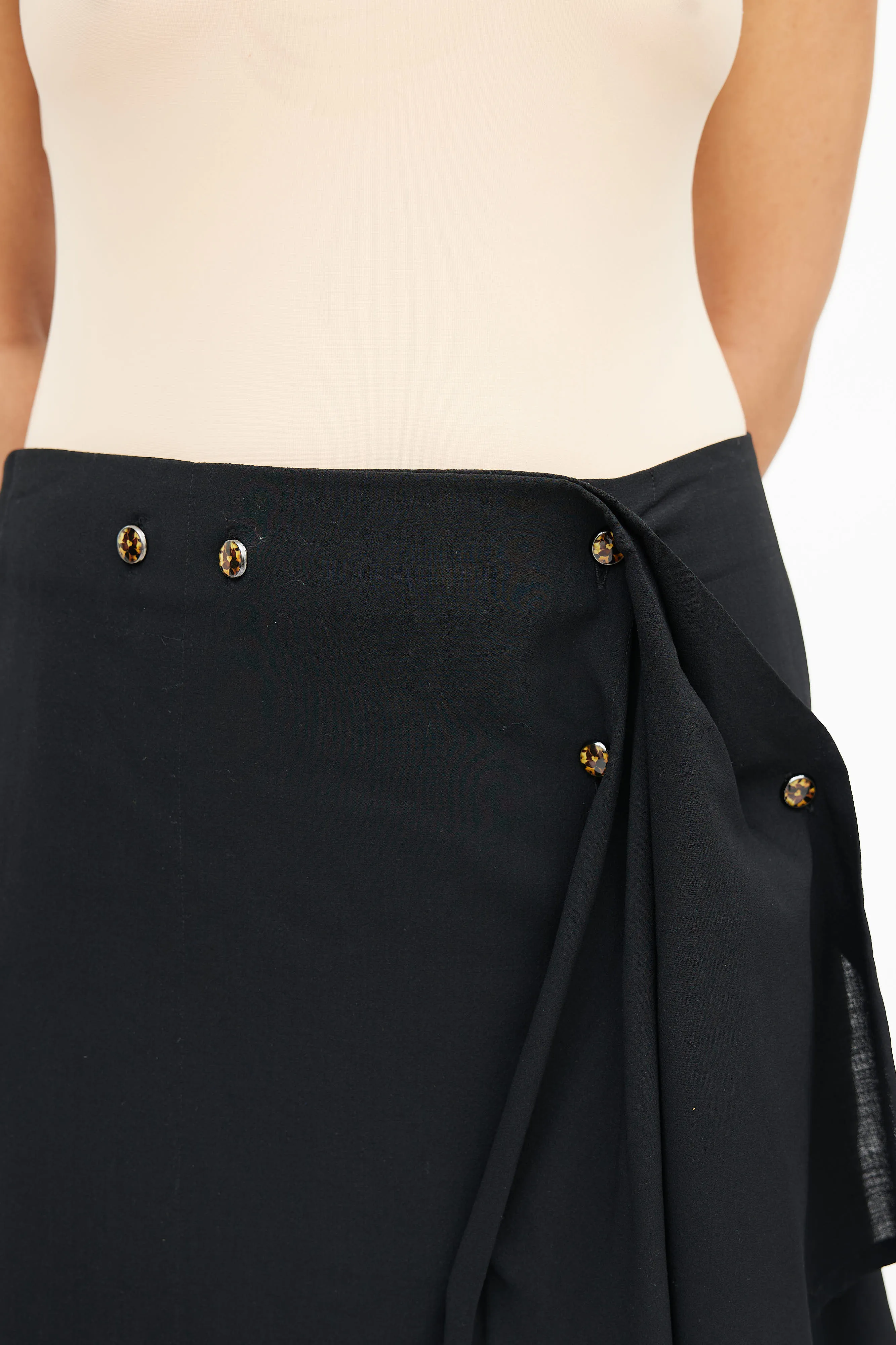 Black Asymmetrical Drape Skirt