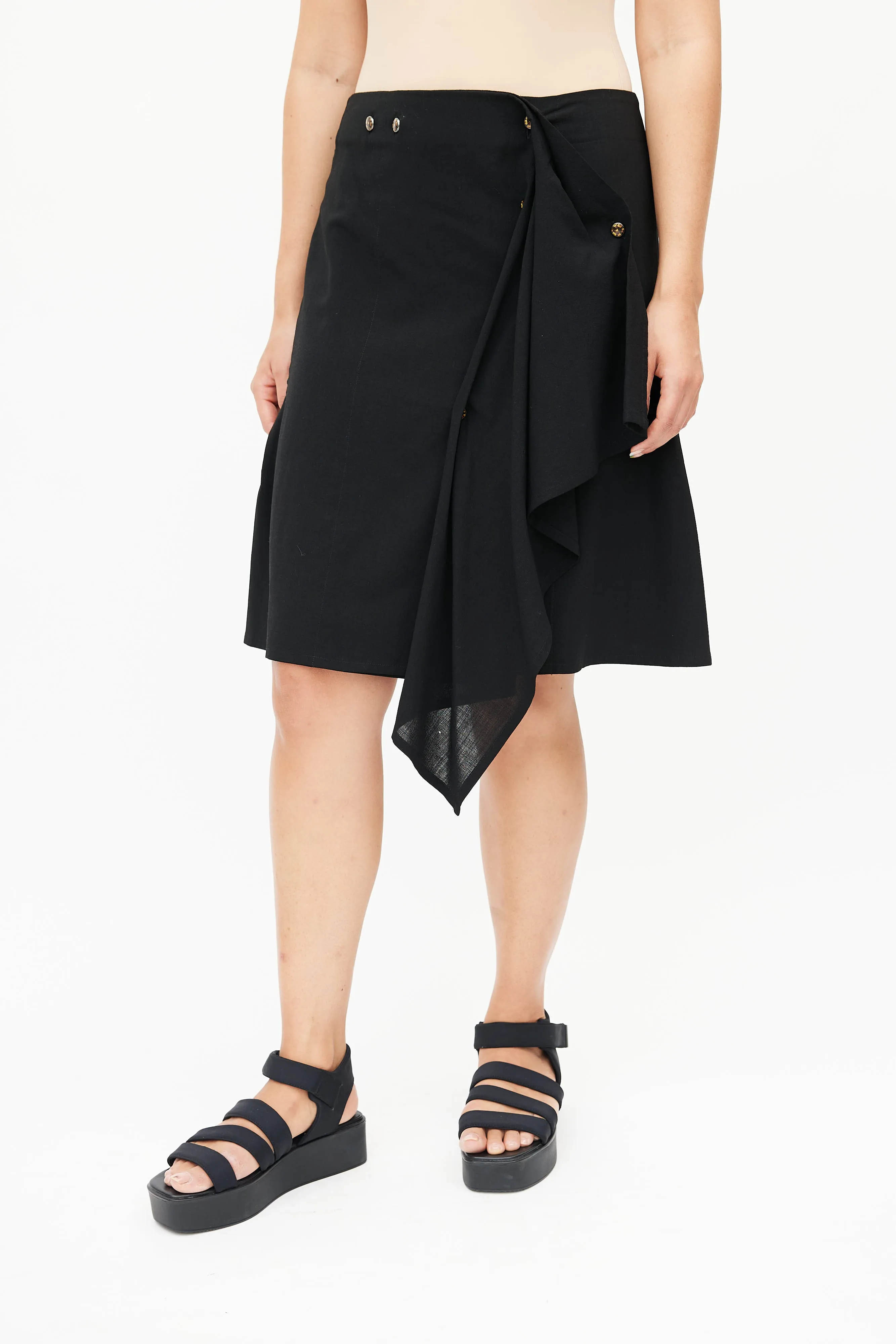 Black Asymmetrical Drape Skirt
