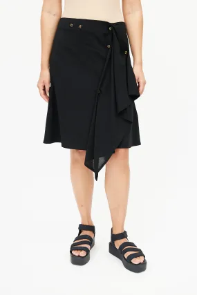 Black Asymmetrical Drape Skirt