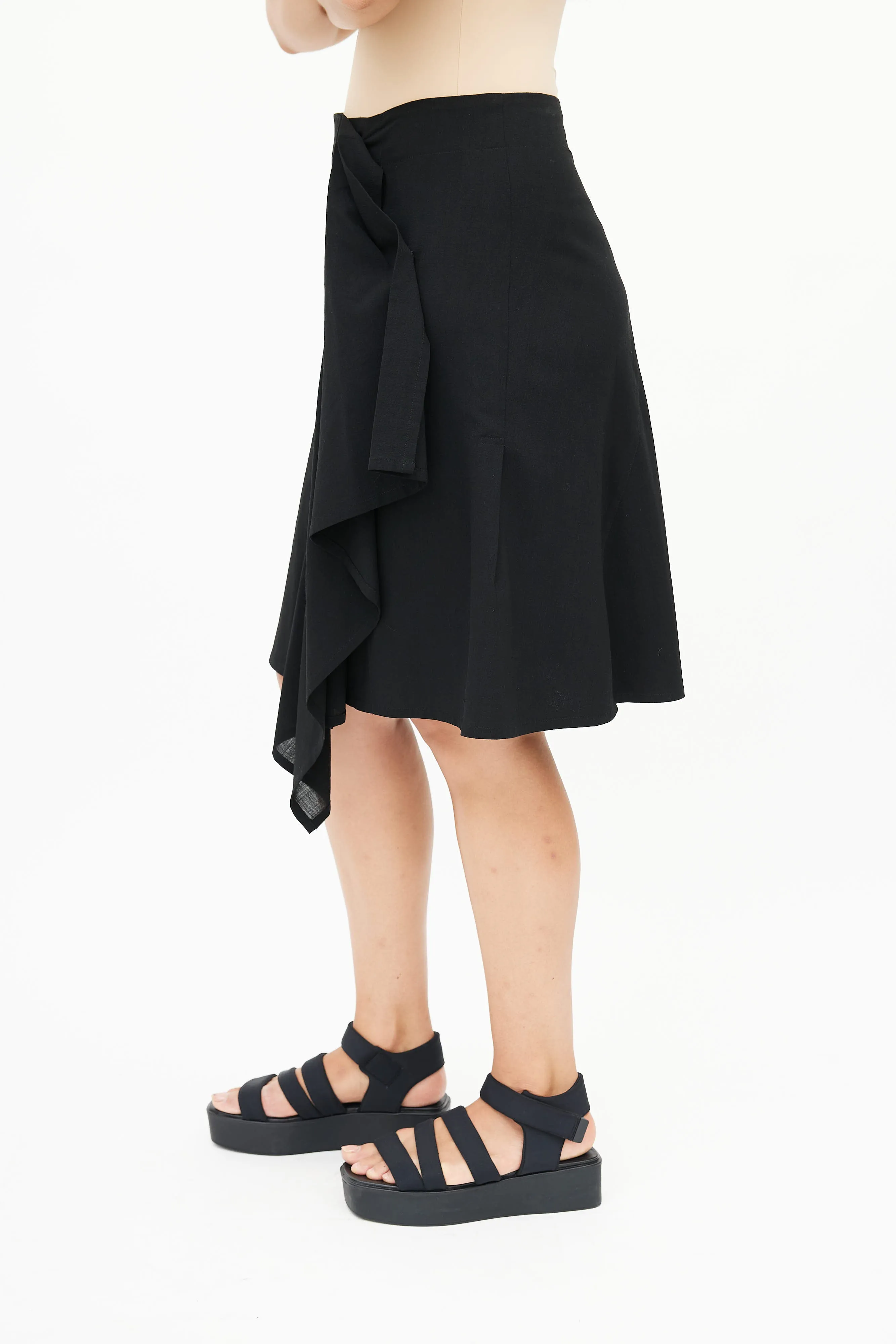 Black Asymmetrical Drape Skirt
