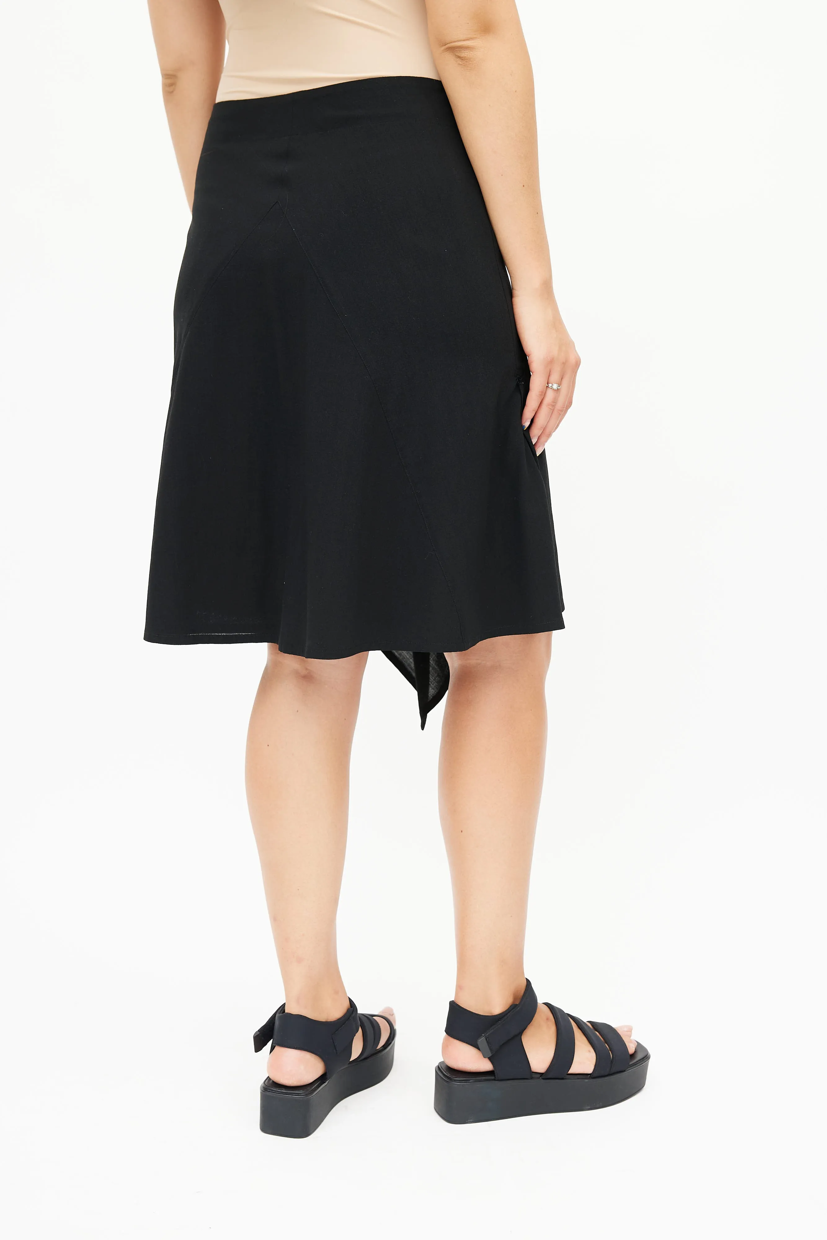 Black Asymmetrical Drape Skirt