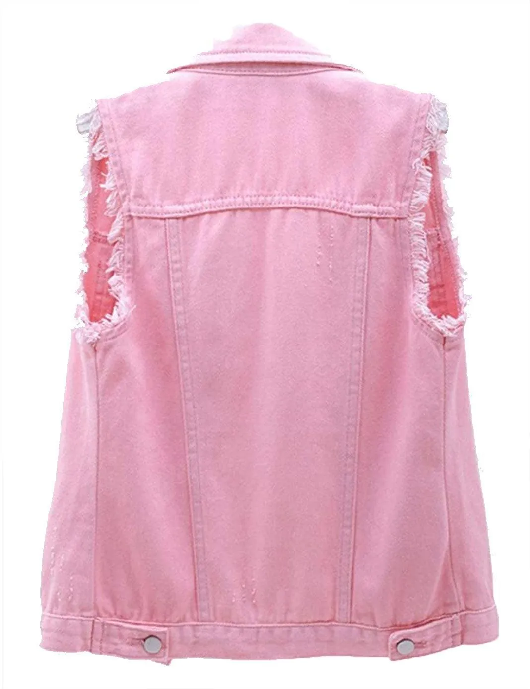 Blank Distressed Sleeveless Denim Jacket (Women's)