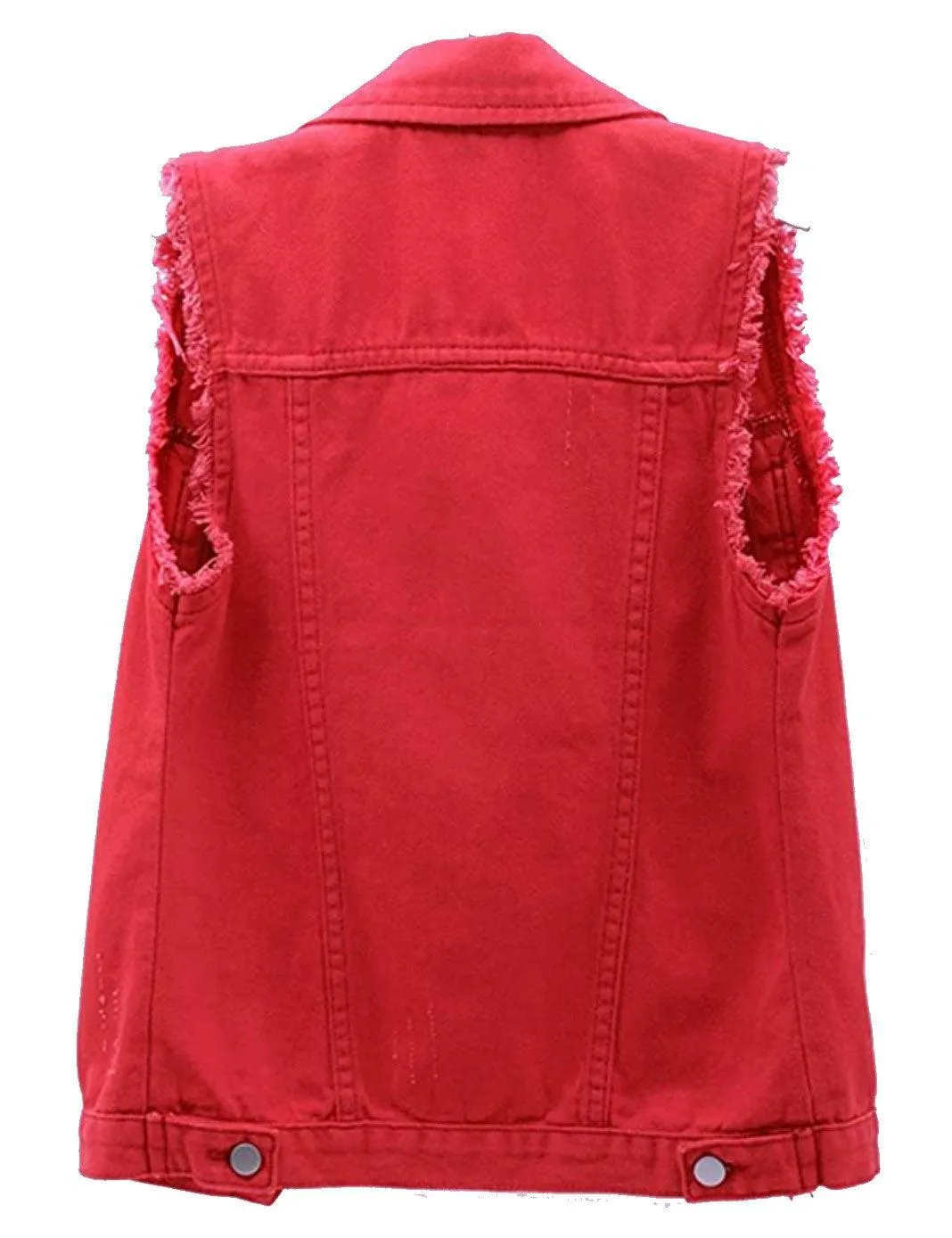Blank Distressed Sleeveless Denim Jacket (Women's)
