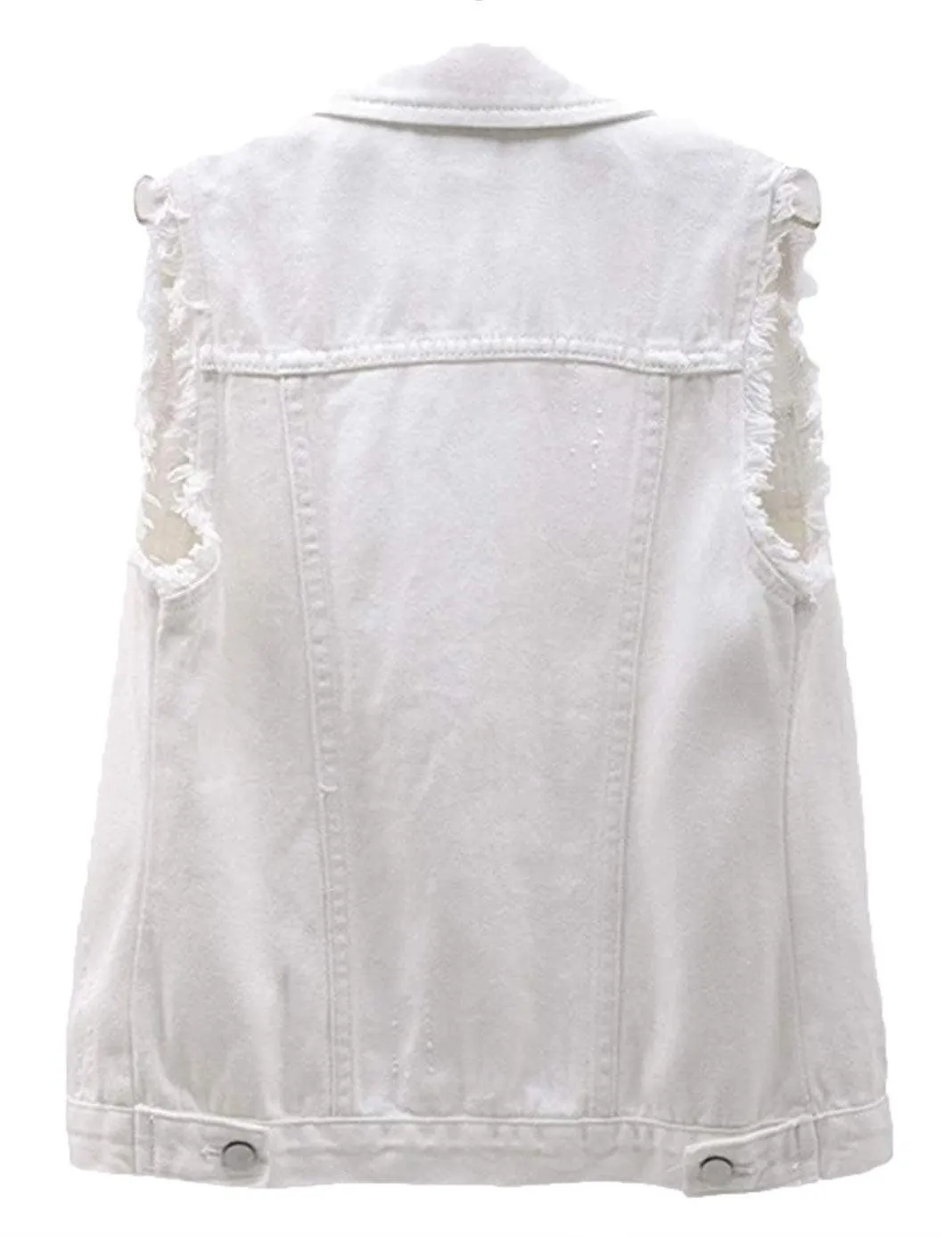 Blank Distressed Sleeveless Denim Jacket (Women's)
