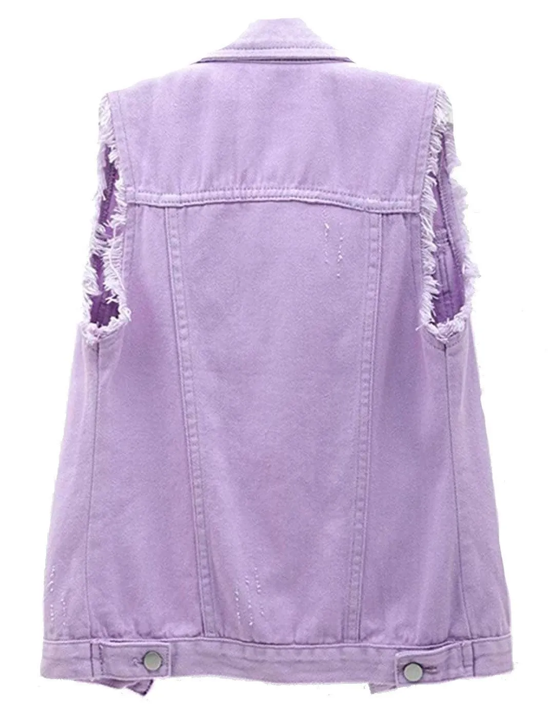 Blank Distressed Sleeveless Denim Jacket (Women's)