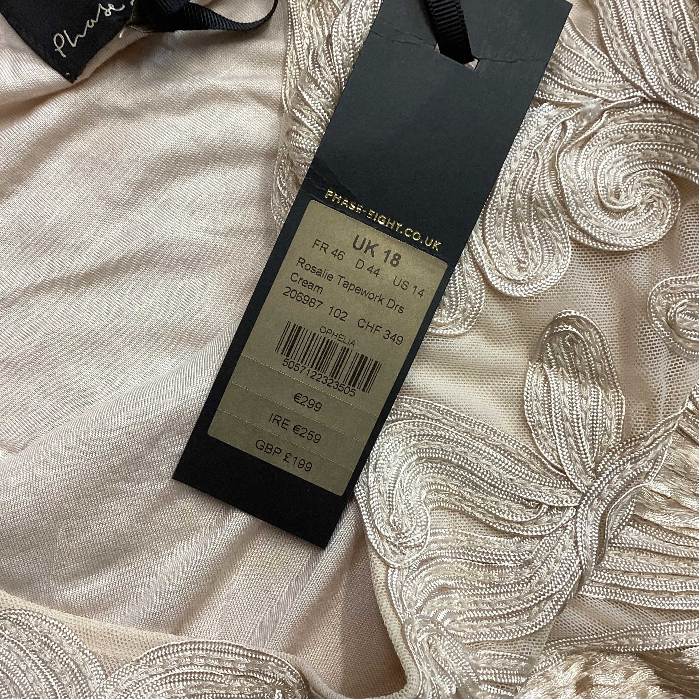 BNWT Phase Eight Cream Rosalie Tapework Dress Size 18