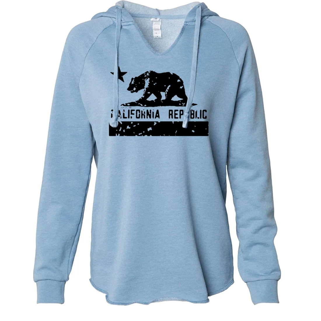 California Flag Black Print Silhouette Women's Soft Hooded Pullover