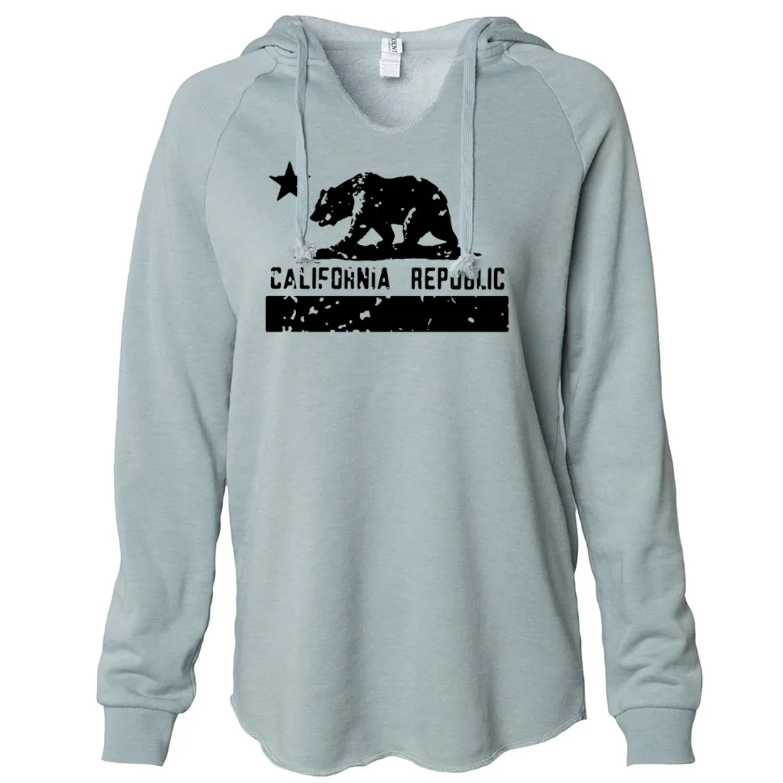 California Flag Black Print Silhouette Women's Soft Hooded Pullover