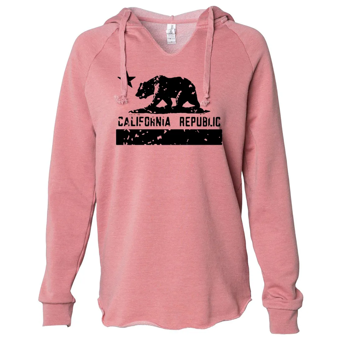 California Flag Black Print Silhouette Women's Soft Hooded Pullover
