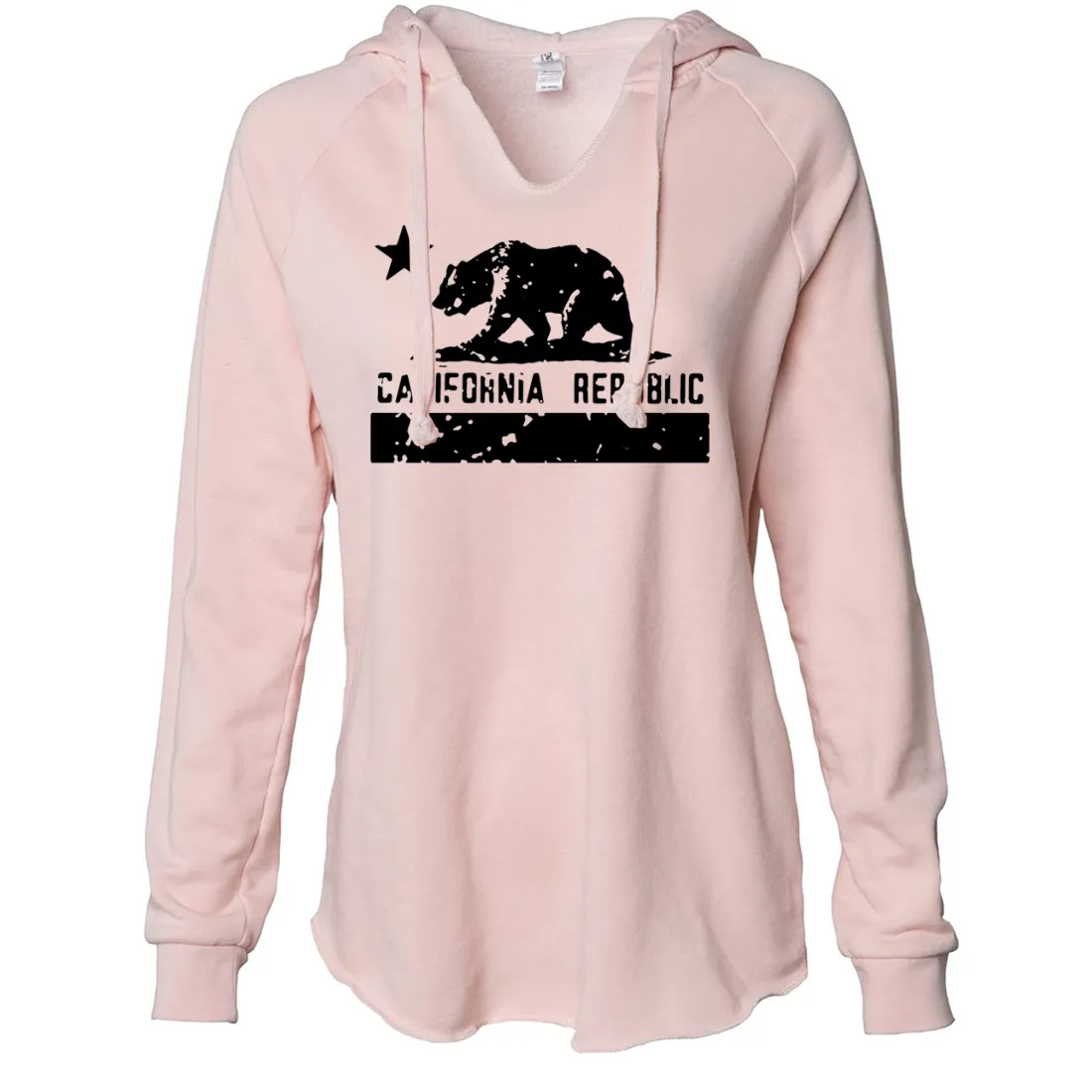California Flag Black Print Silhouette Women's Soft Hooded Pullover