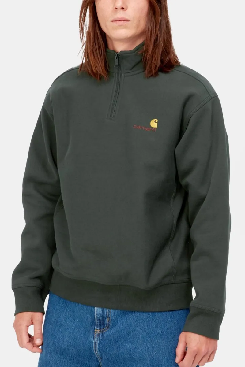 Carhartt WIP Half Zip American Script Sweatshirt (Dark Cedar)