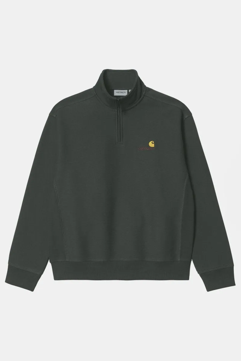 Carhartt WIP Half Zip American Script Sweatshirt (Dark Cedar)