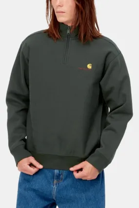 Carhartt WIP Half Zip American Script Sweatshirt (Dark Cedar)