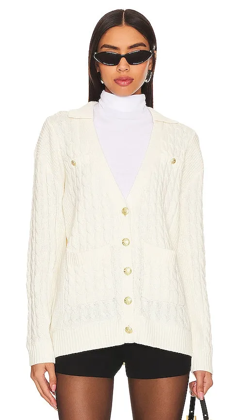Central Park West Dawson Nautical Cardigan in Ivory