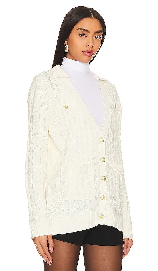 Central Park West Dawson Nautical Cardigan in Ivory