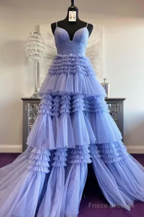Cheap  Prom Dresses Sequin Tulle V Neck Ruffles Formal Dresses Long