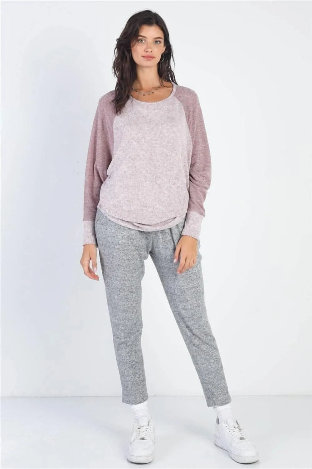 Chic burgundy long sleeve top