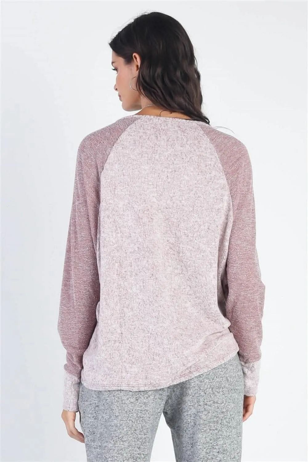 Chic burgundy long sleeve top