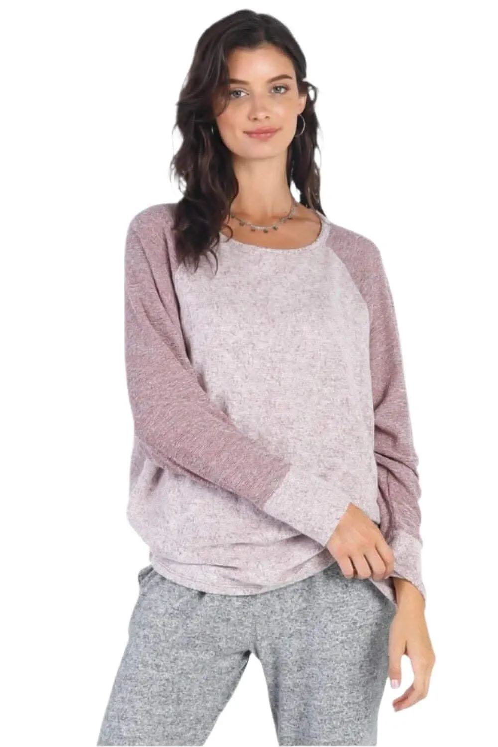 Chic burgundy long sleeve top
