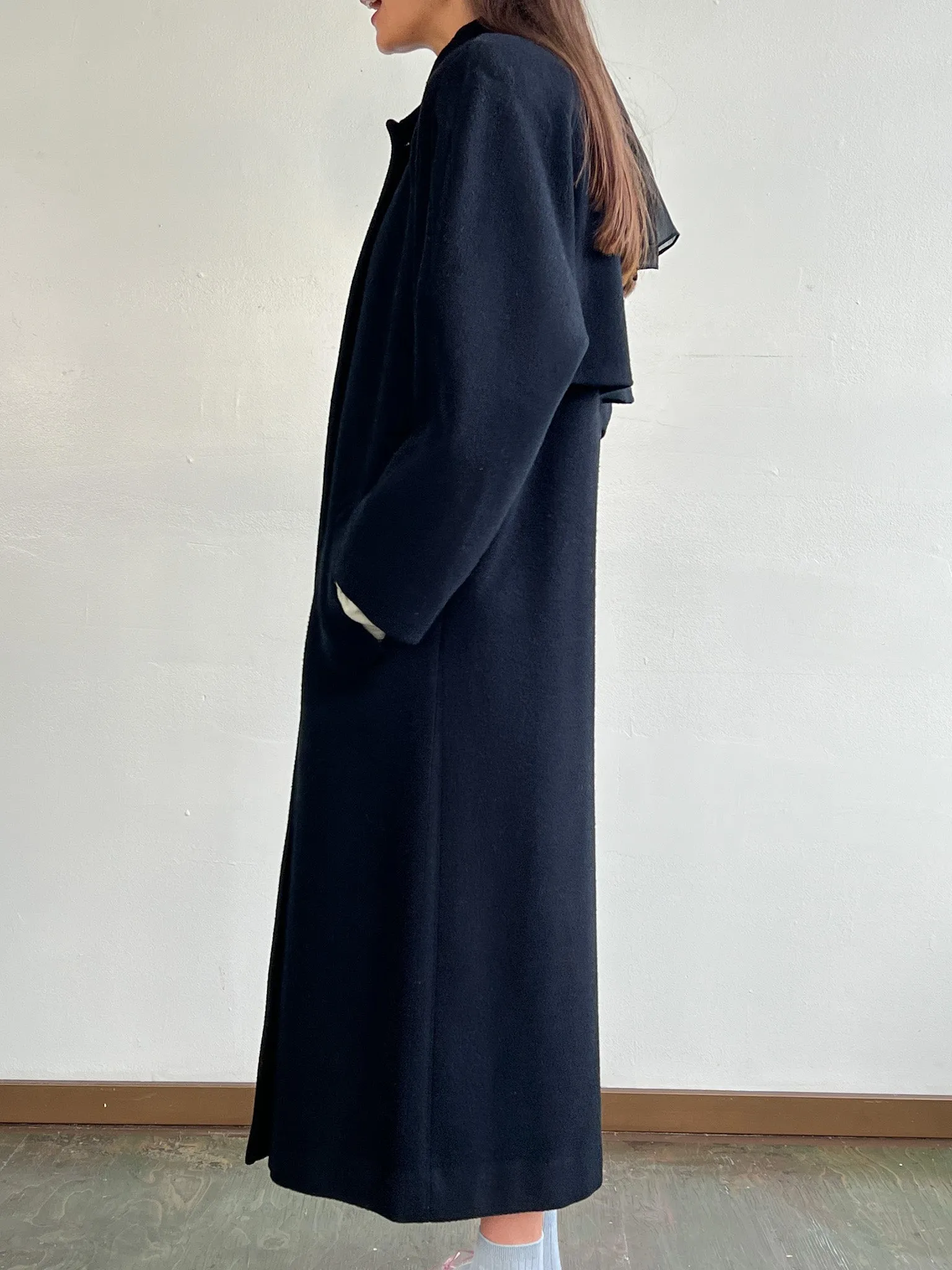 Double Breasted Black Overcoat (L)