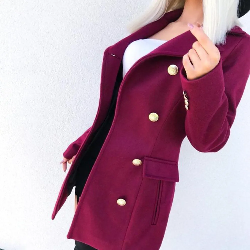 Double Breasted Button Blazer Overcoat