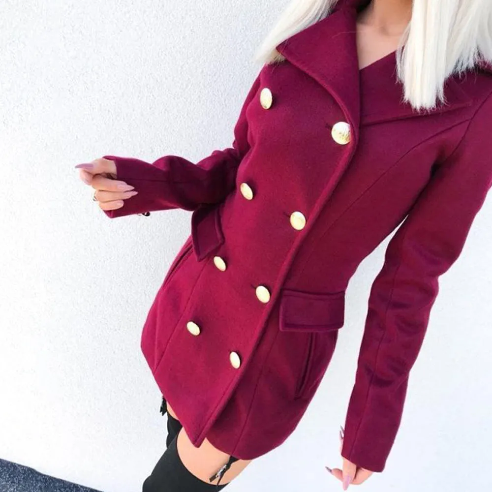 Double Breasted Button Blazer Overcoat