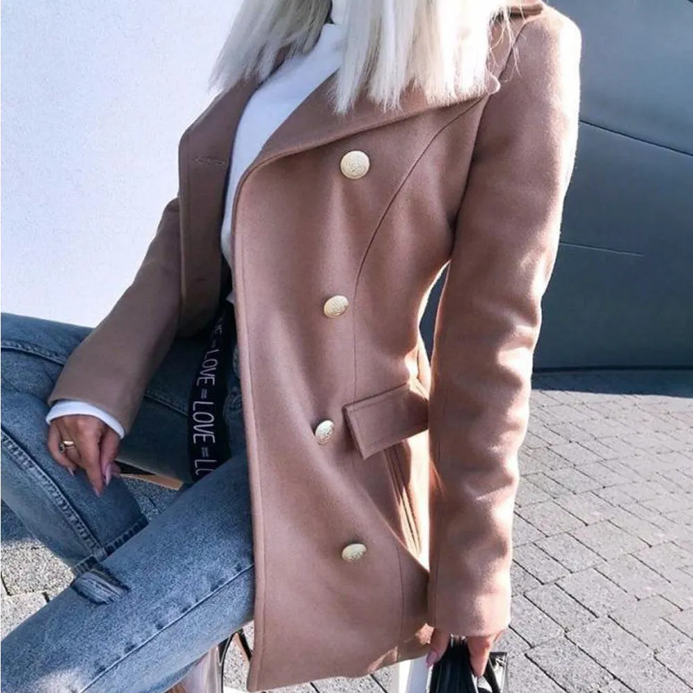 Double Breasted Button Blazer Overcoat