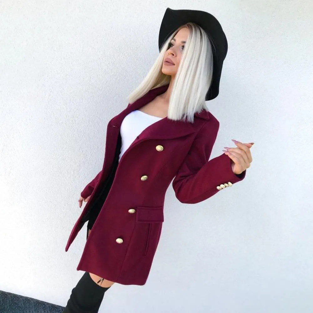 Double Breasted Button Blazer Overcoat