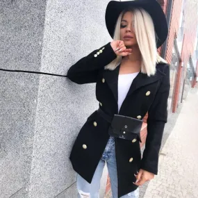 Double Breasted Button Blazer Overcoat