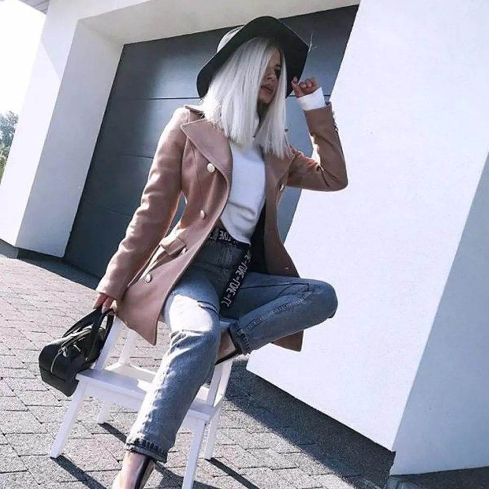 Double Breasted Button Blazer Overcoat