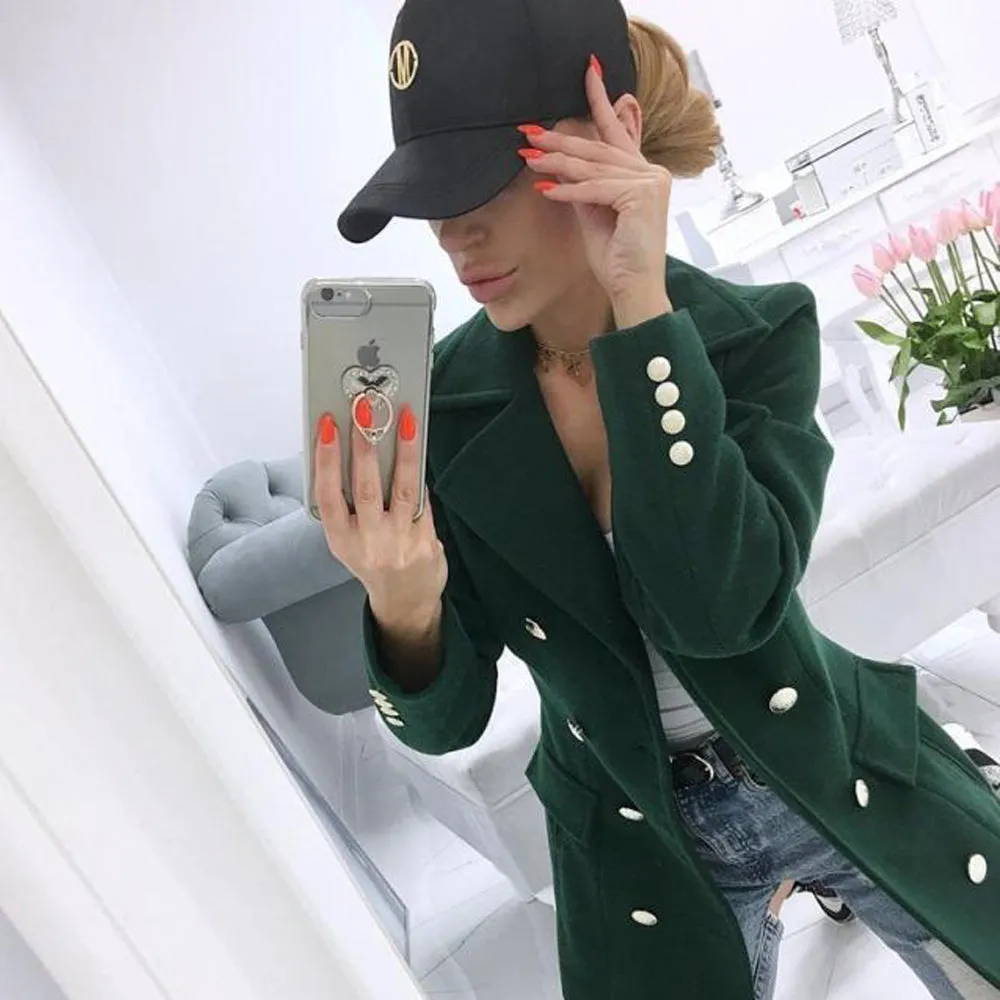Double Breasted Button Blazer Overcoat