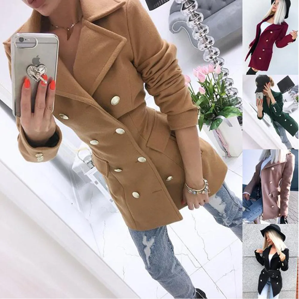 Double Breasted Button Blazer Overcoat