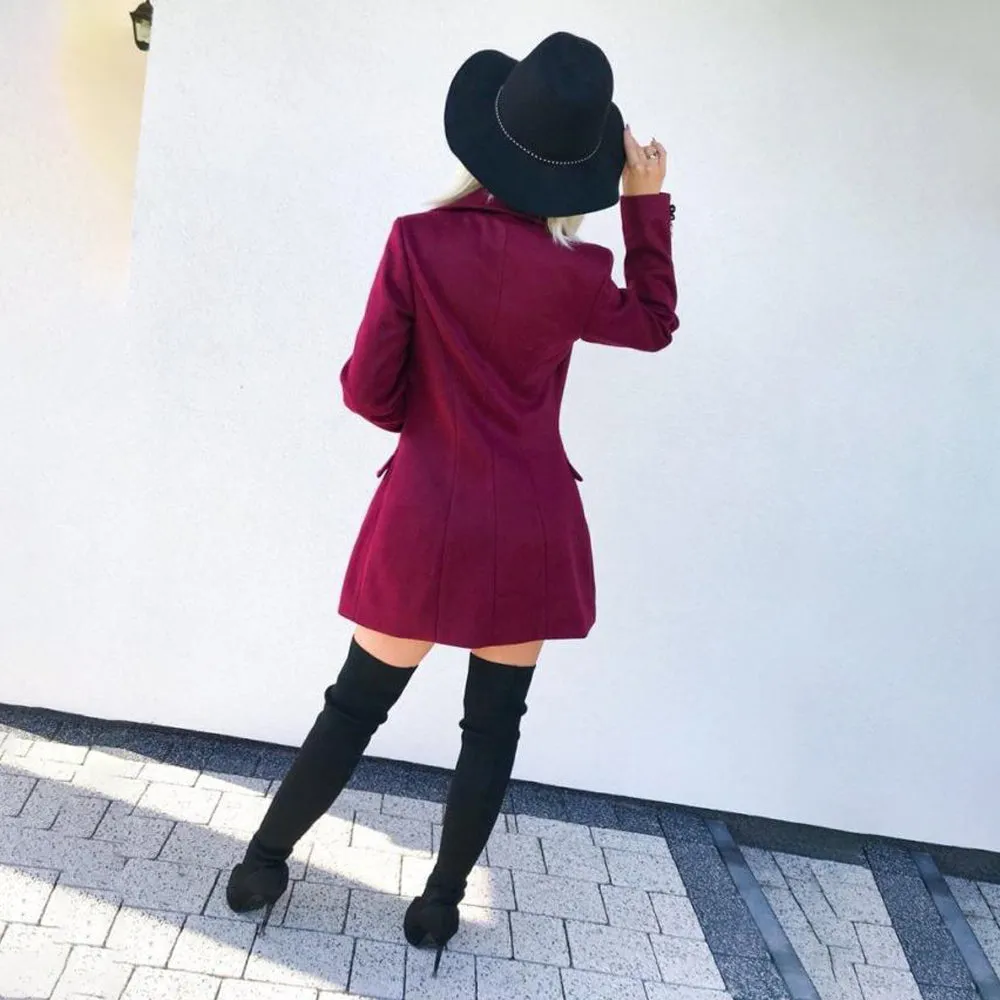 Double Breasted Button Blazer Overcoat