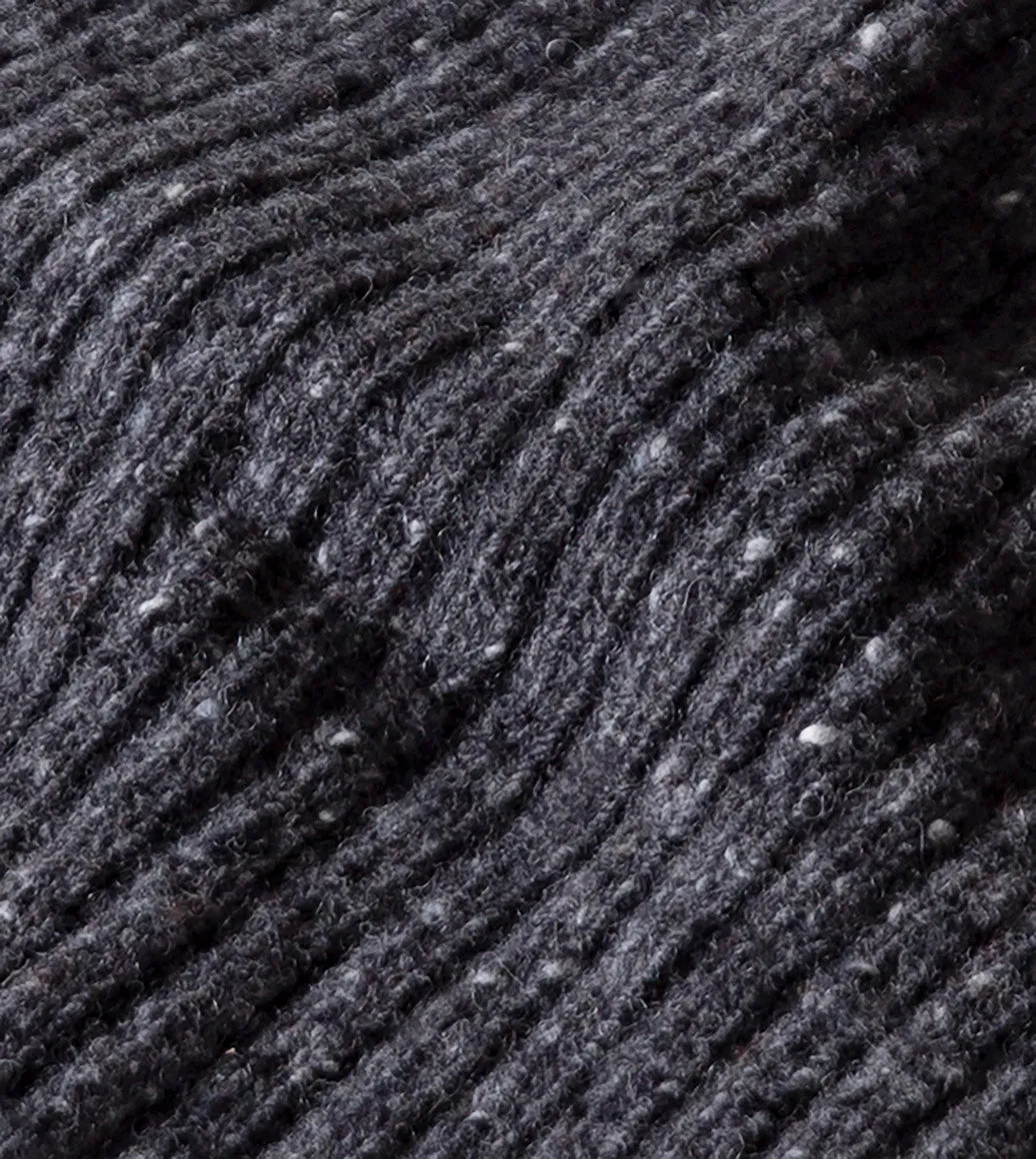 Grey Donegal Ribbed Merino Beanie by Drake - Optimized for E-commerce.