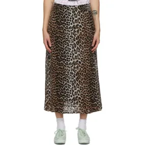 GANNI Brown Printed Georgette Skirt