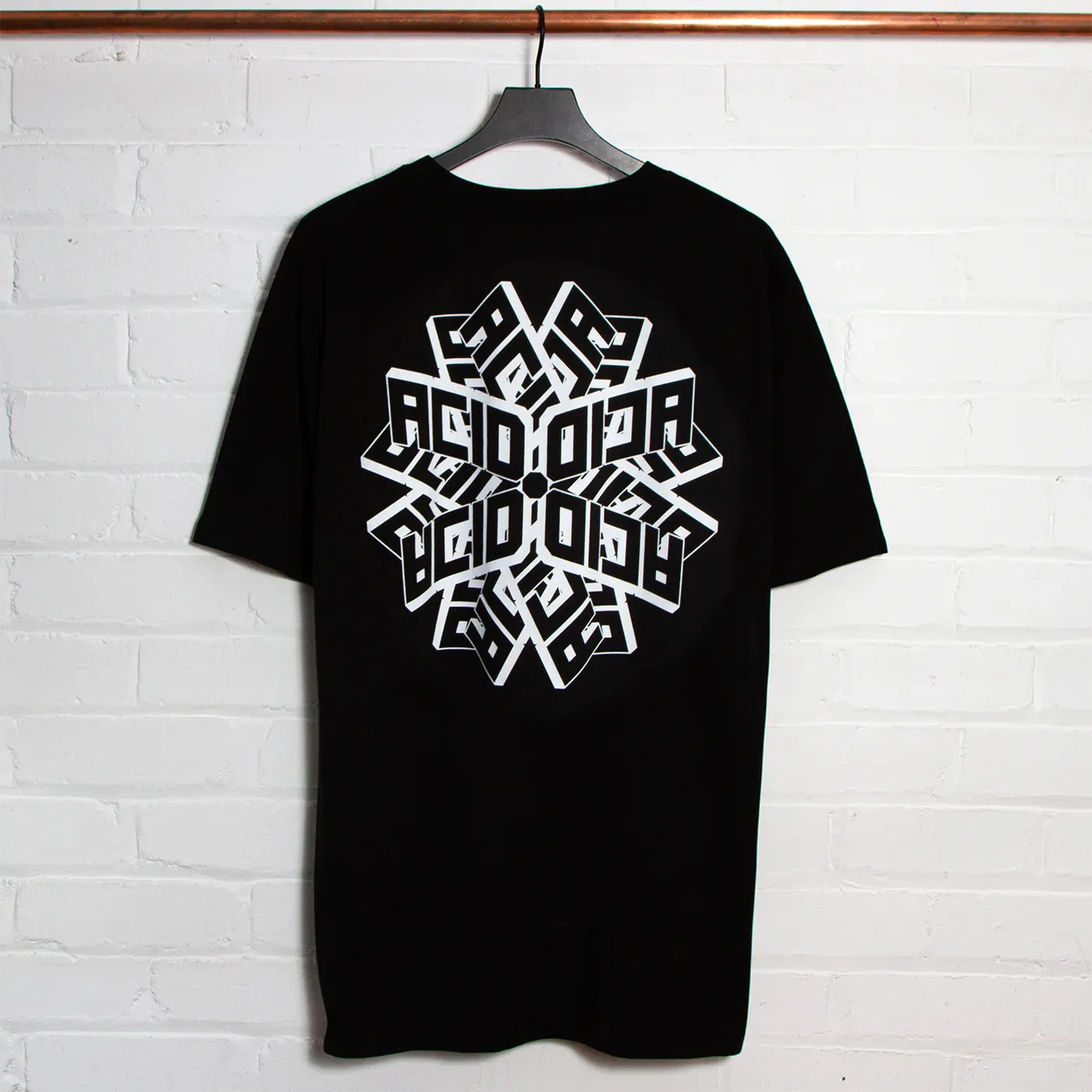 Geo Acid Back Print  - Oversized Tshirt - Black