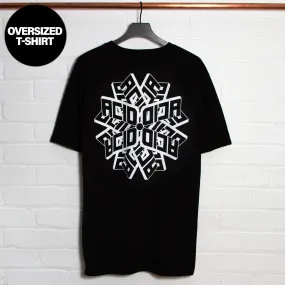 Geo Acid Back Print  - Oversized Tshirt - Black