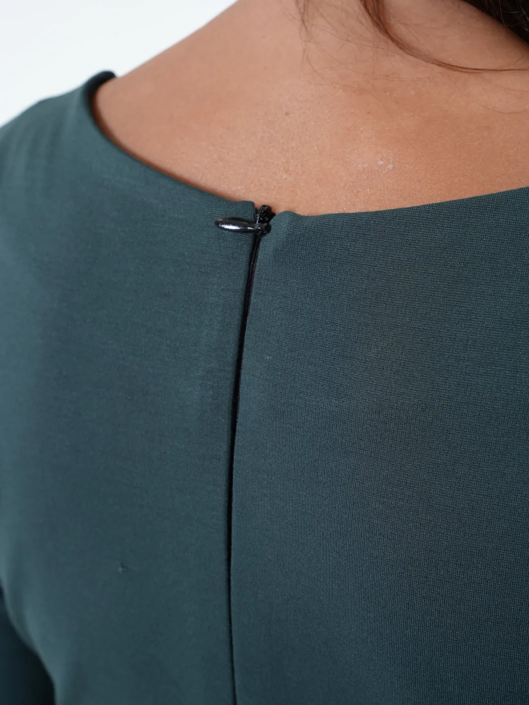 Green Dress With Black Pleated Chiffon