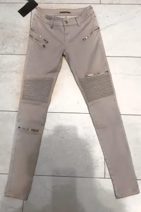 GREY BIKER DETAILS SKINNY JEANS
