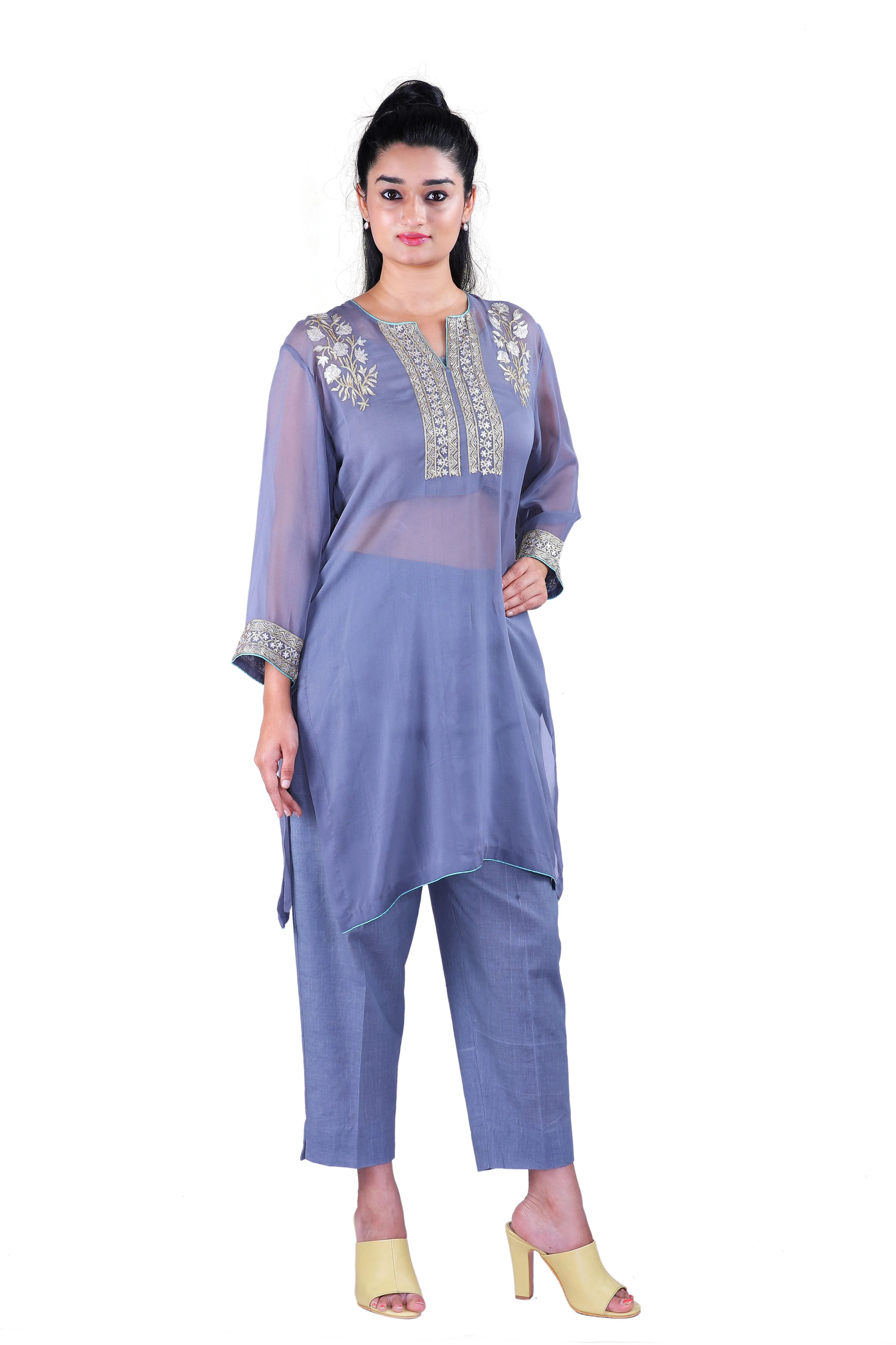 Grey Georgette kurta