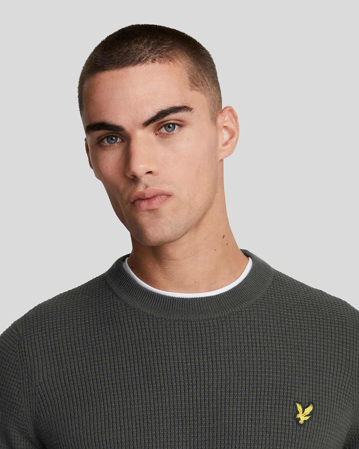 Grid Knit Crew Neck Jumper