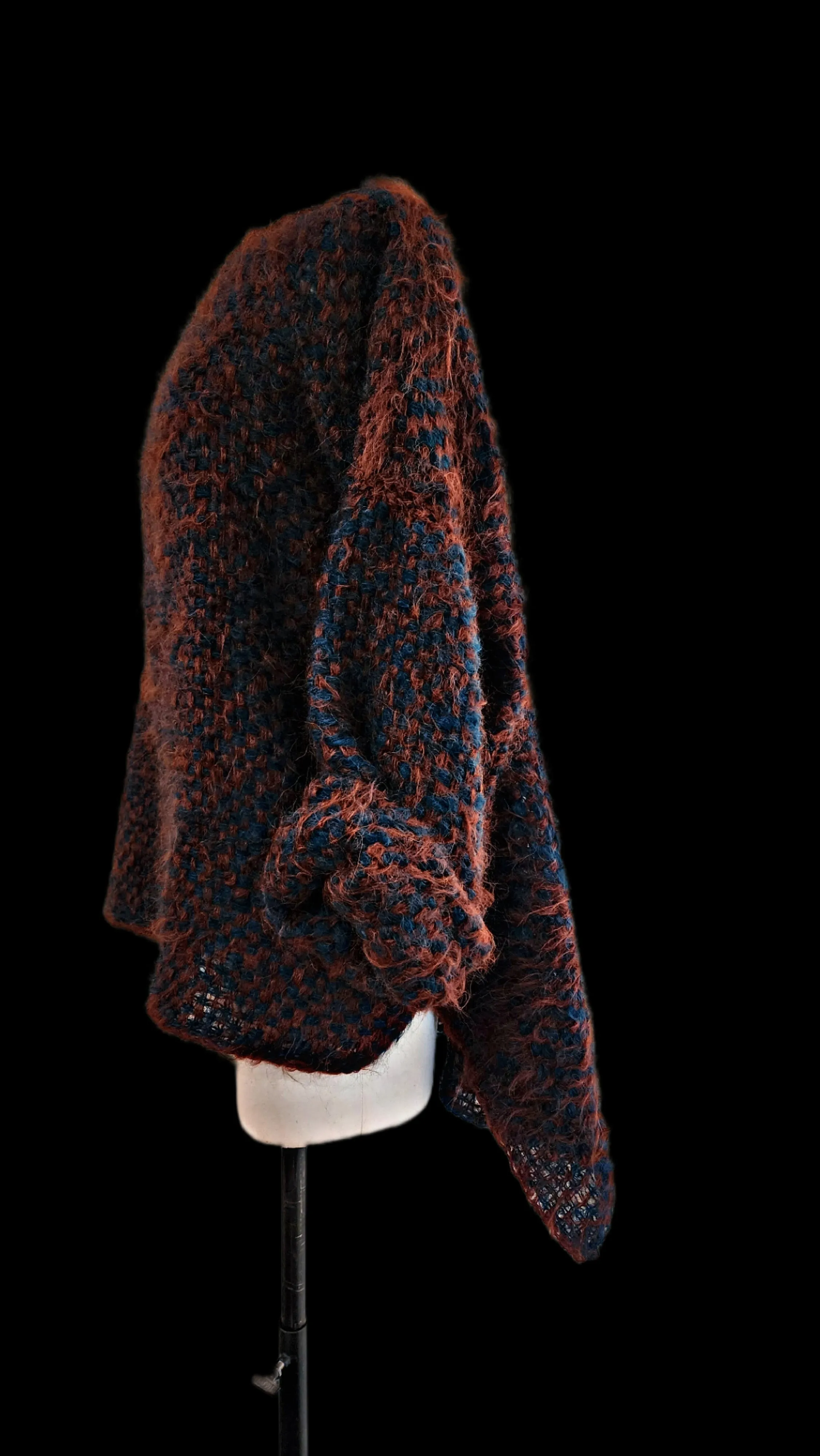 Hand loom 2 tone sweater (Alpaca) Rust - cobalt