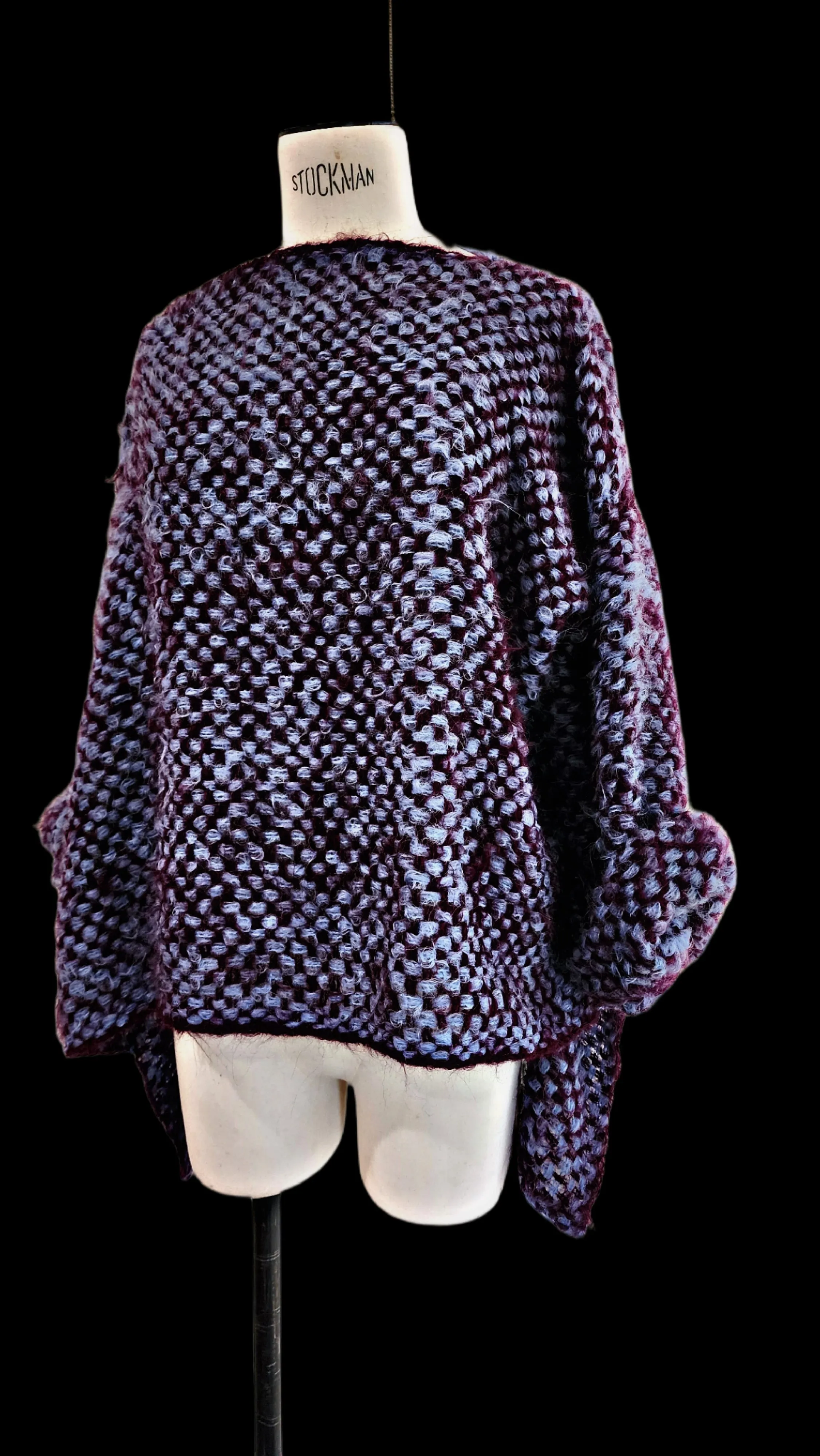 Hand loom 2 tone sweater (Alpaca) Rust - cobalt
