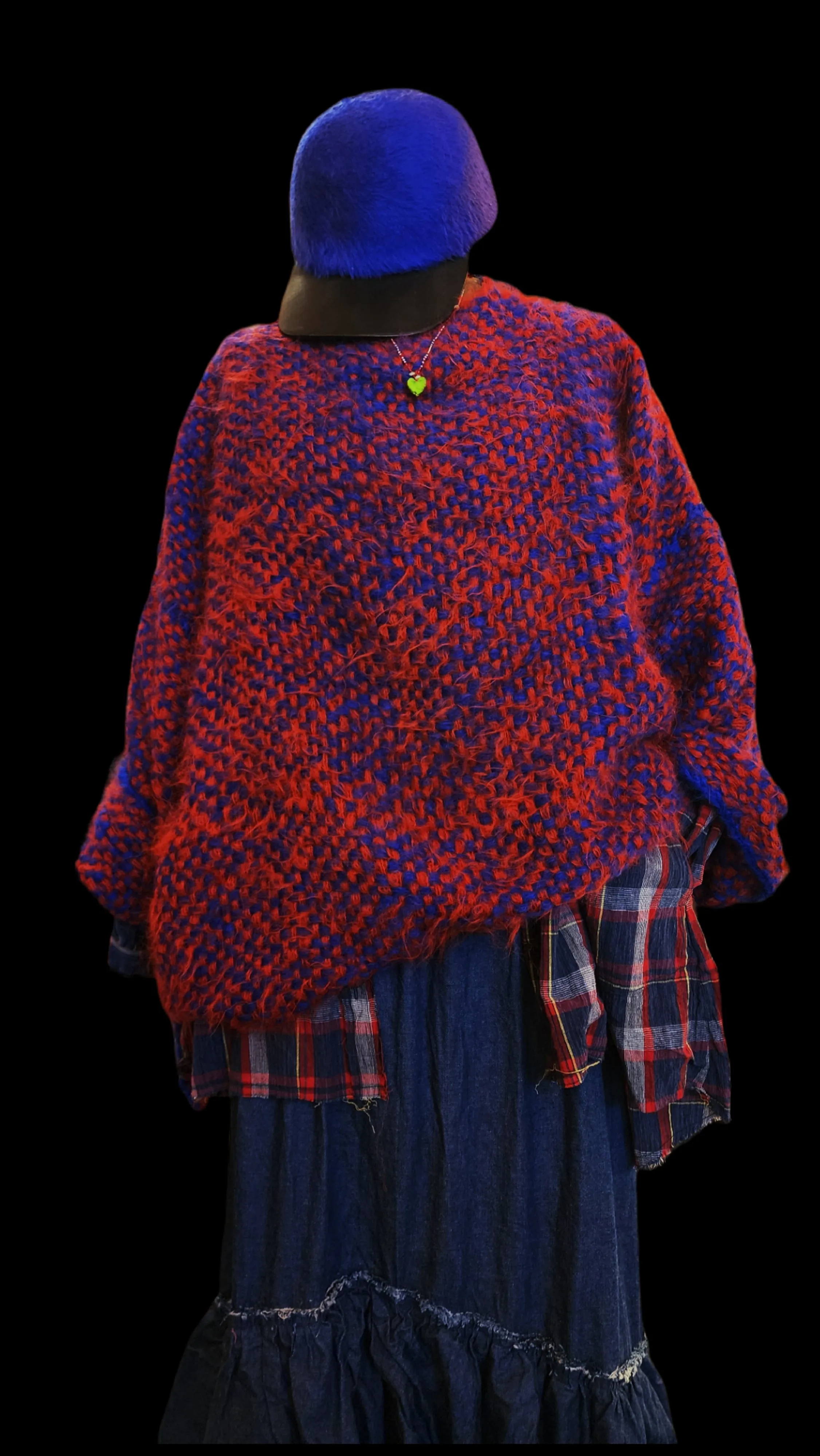 Hand loom 2 tone sweater (Alpaca) Rust - cobalt